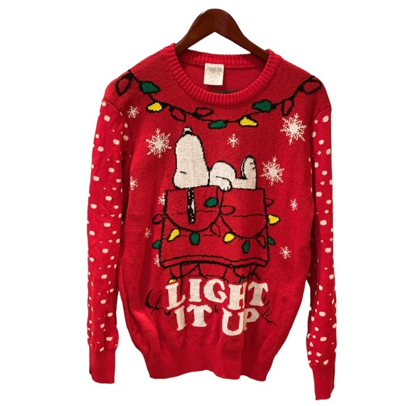 Peanuts | Sweaters | Peanuts Snoopy Christmas Sweater Light It Up Red White  Holiday Dog | Poshmark